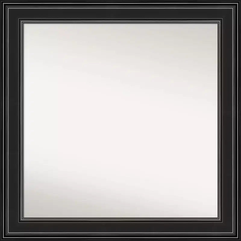 32" x 32" Non-Beveled Ridge Black Bathroom Wall Mirror - Amanti Art