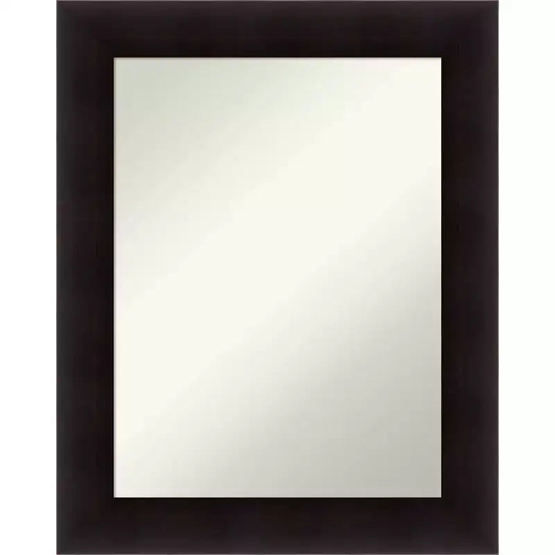 24" x 30" Non-Beveled Portico Espresso Wood Wall Mirror - Amanti Art: Modern Rectangular Vanity, Includes Mount Hardware