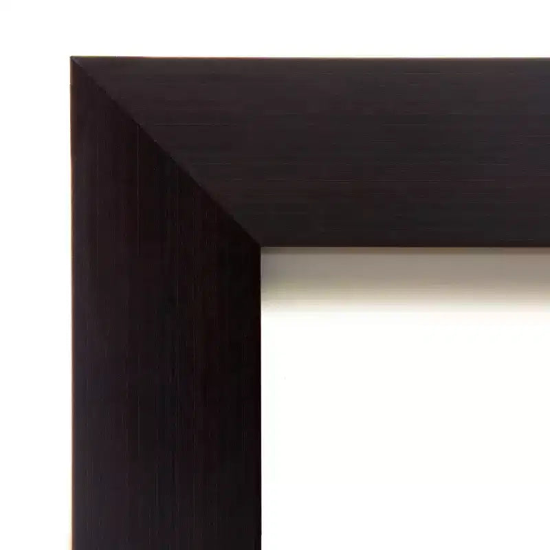 24" x 30" Non-Beveled Portico Espresso Wood Wall Mirror - Amanti Art: Modern Rectangular Vanity, Includes Mount Hardware