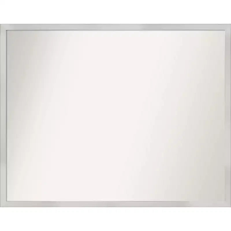30" x 24" Non-Beveled Svelte Silver Wood Bathroom Wall Mirror - Amanti Art: Modern Rectangle, Wall Mount