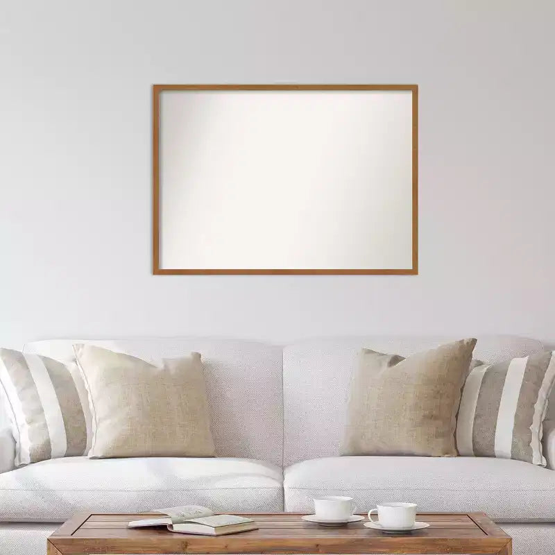 39" x 28" Non-Beveled Carlisle Blonde Narrow Wood Wall Mirror - Amanti Art