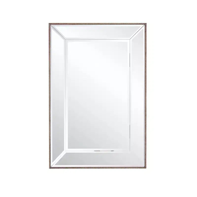 Howard Elliott 36"x24" Rectangular Vanity and Wall Mirror with Beaded Trim: Modern Style, Wood Frame, No Assembly Required