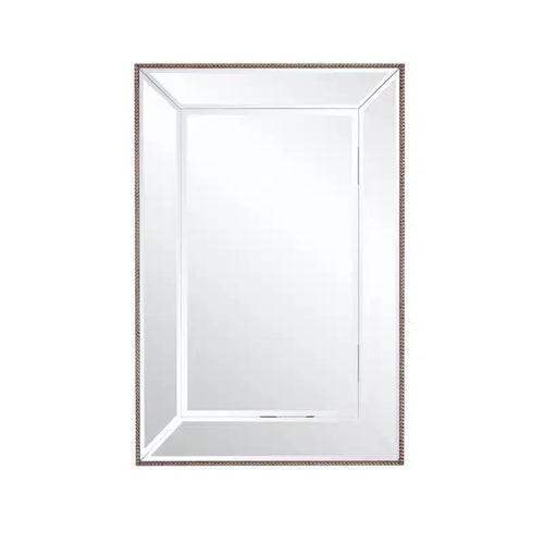 Howard Elliott 36"x24" Rectangular Vanity and Wall Mirror with Beaded Trim: Modern Style, Wood Frame, No Assembly Required
