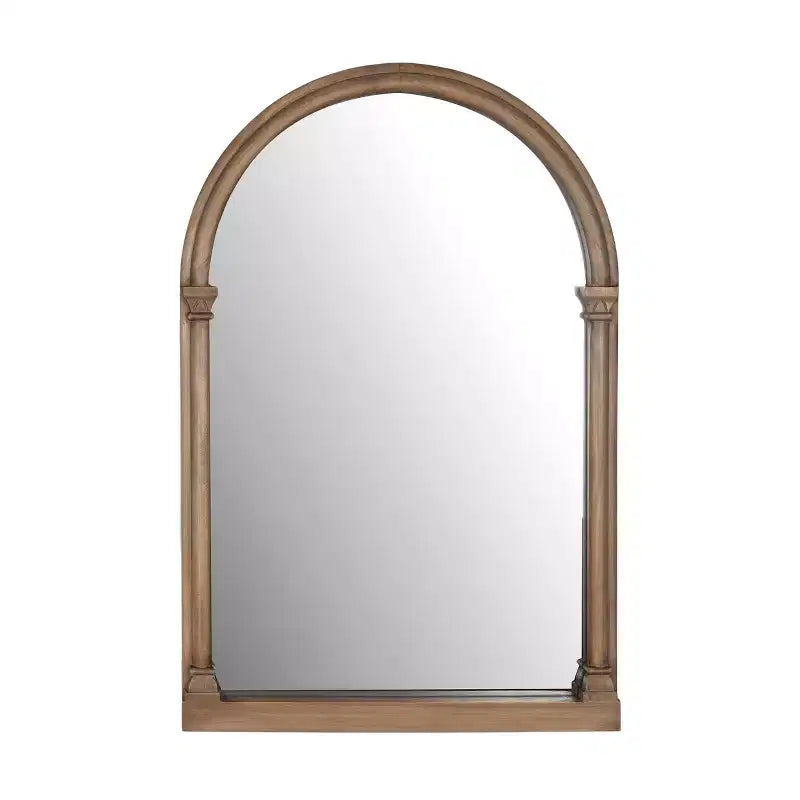 Holli Furniture Traditional Arched Wood Wall Mirror Brown