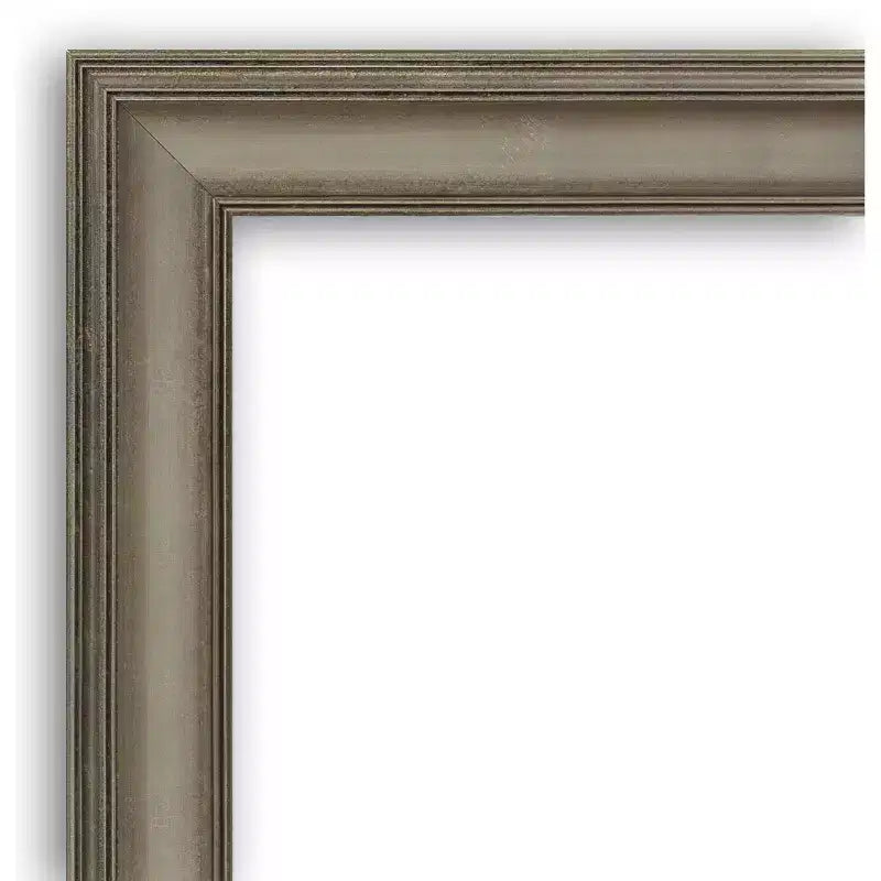 32" x 32" Non-Beveled Mezzanine Antique Silver Narrow Wood Wall Mirror - Amanti Art: Modern Square, Includes Mount Hardware