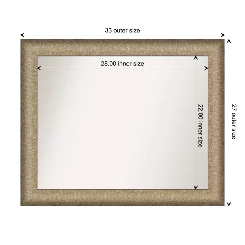 33" x 27" Elegant Bathroom Wall Mirror Brushed Bronze - Amanti Art: Polystyrene Frame, Wall Mount