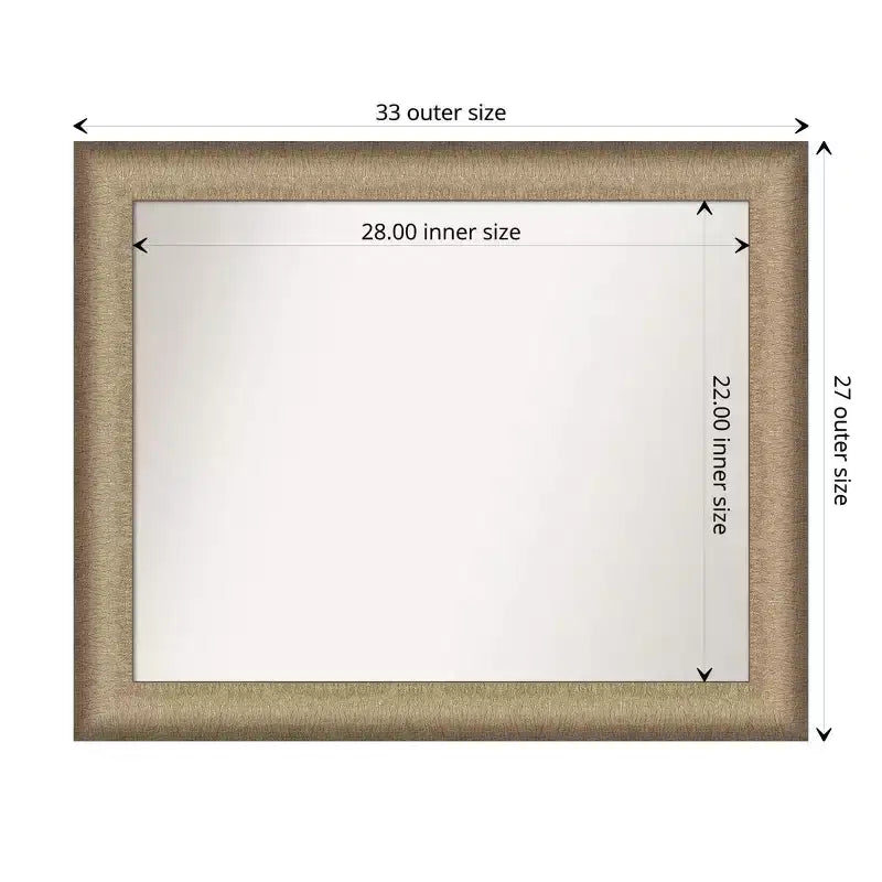 33" x 27" Elegant Bathroom Wall Mirror Brushed Bronze - Amanti Art: Polystyrene Frame, Wall Mount