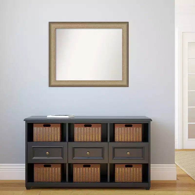 33" x 27" Elegant Bathroom Wall Mirror Brushed Bronze - Amanti Art: Polystyrene Frame, Wall Mount