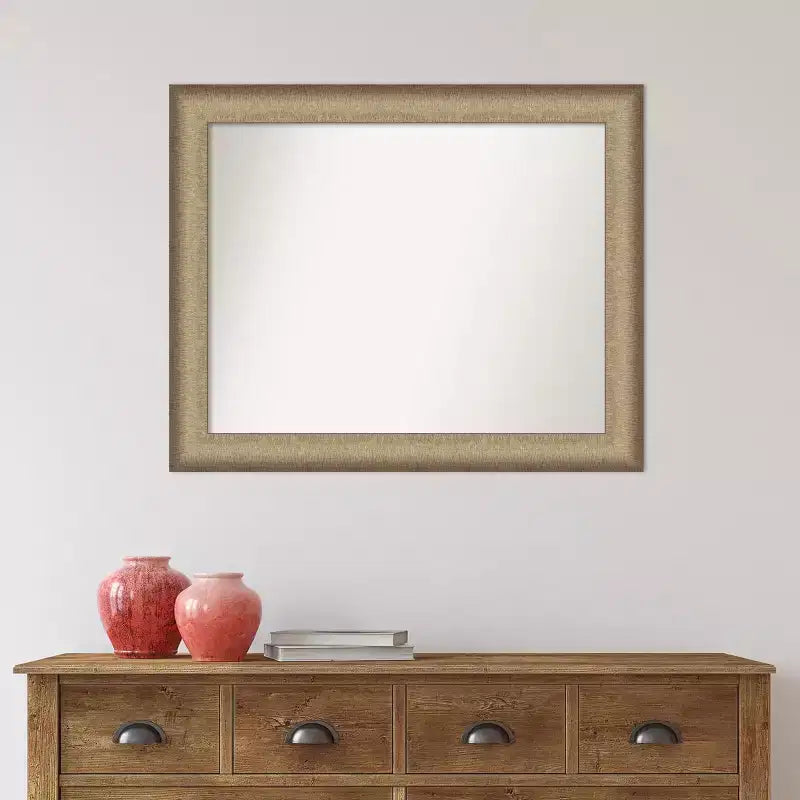 33" x 27" Elegant Bathroom Wall Mirror Brushed Bronze - Amanti Art: Polystyrene Frame, Wall Mount