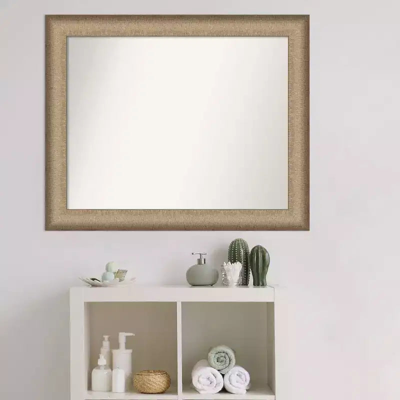 33" x 27" Elegant Bathroom Wall Mirror Brushed Bronze - Amanti Art: Polystyrene Frame, Wall Mount