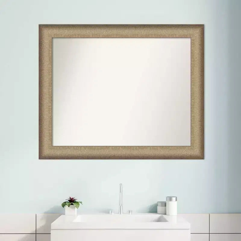 33" x 27" Elegant Bathroom Wall Mirror Brushed Bronze - Amanti Art: Polystyrene Frame, Wall Mount