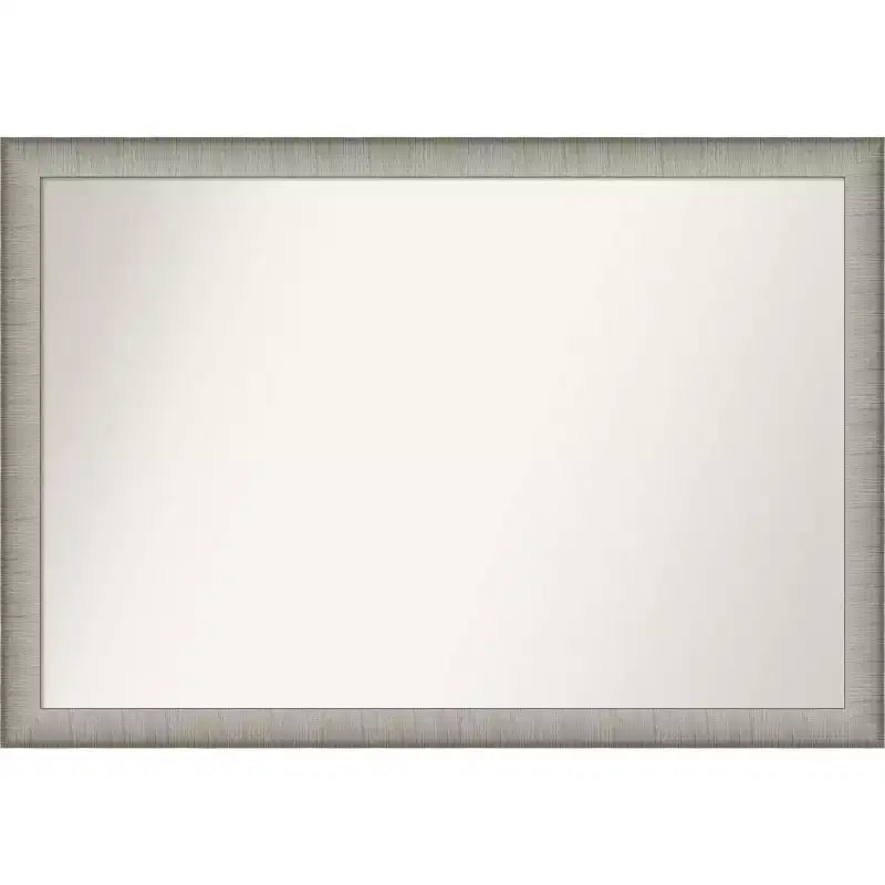 39" x 27" Non-Beveled Elegant Brushed Pewter Narrow Wall Mirror - Amanti Art