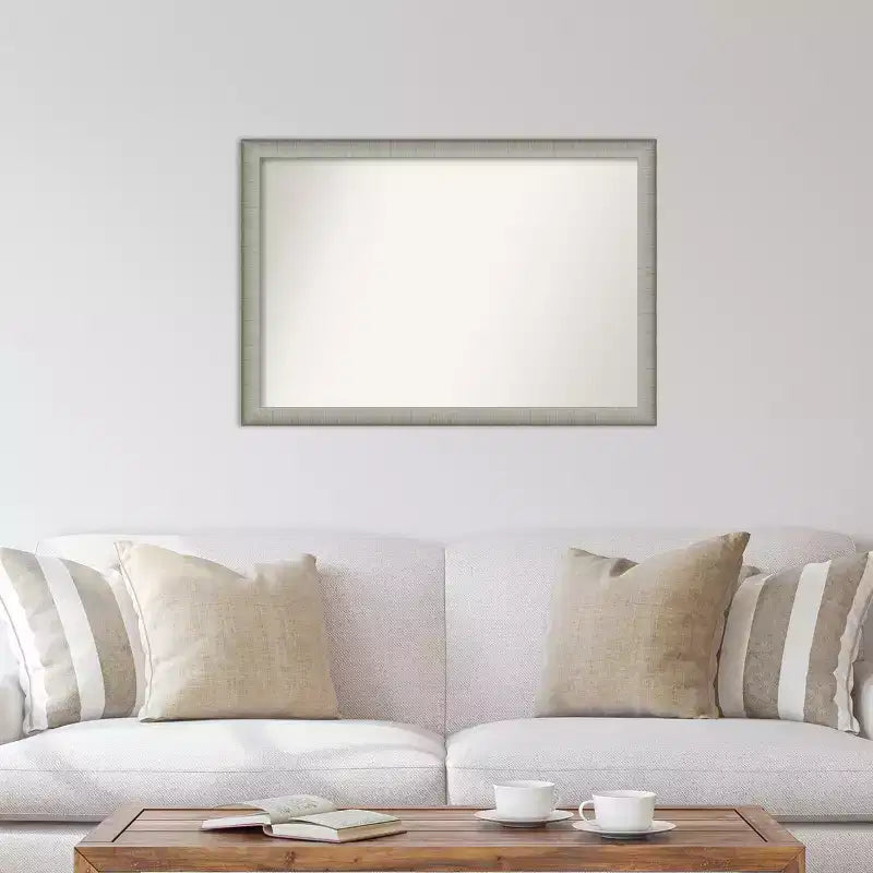 39" x 27" Non-Beveled Elegant Brushed Pewter Narrow Wall Mirror - Amanti Art