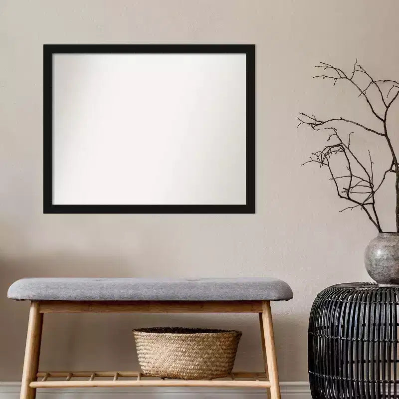 30" x 24" Non-Beveled Avon Narrow Bathroom Wall Mirror Black - Amanti Art: Includes Mounting Hardware, Polystyrene Frame