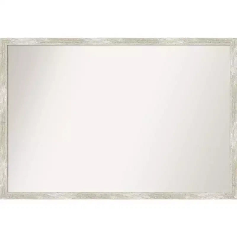 38" x 26" Non-Beveled Crackled Metallic Narrow Wall Mirror - Amanti Art: Modern Rectangle, Polystyrene Frame, Includes Mounting Hardware