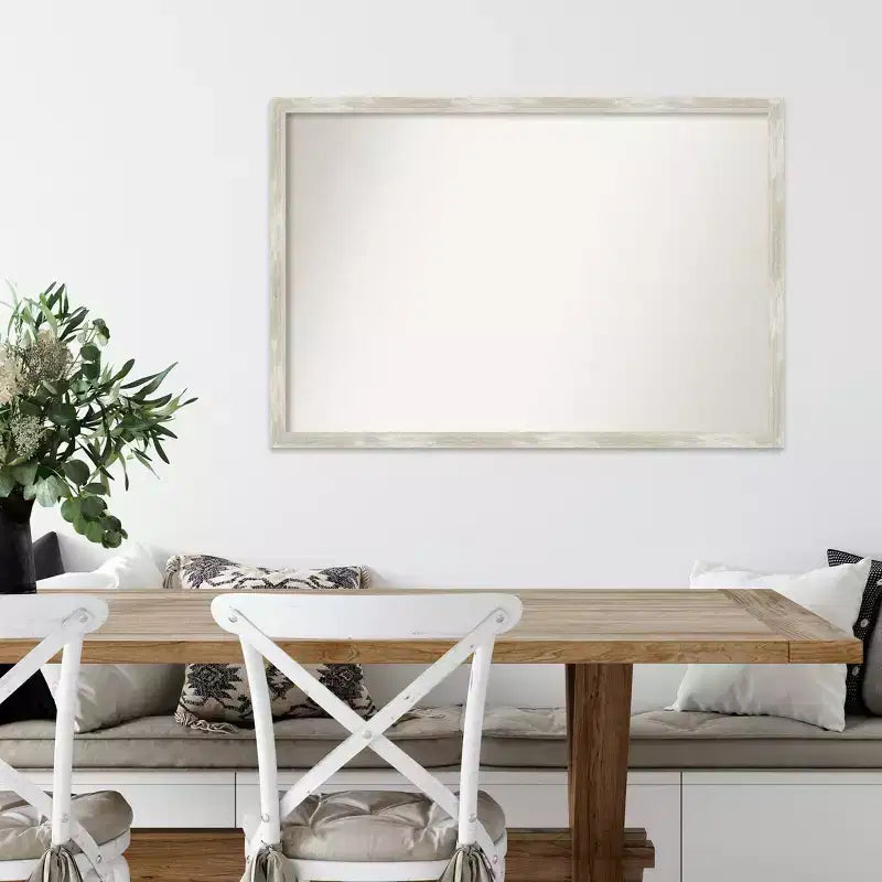 38" x 26" Non-Beveled Crackled Metallic Narrow Wall Mirror - Amanti Art: Modern Rectangle, Polystyrene Frame, Includes Mounting Hardware