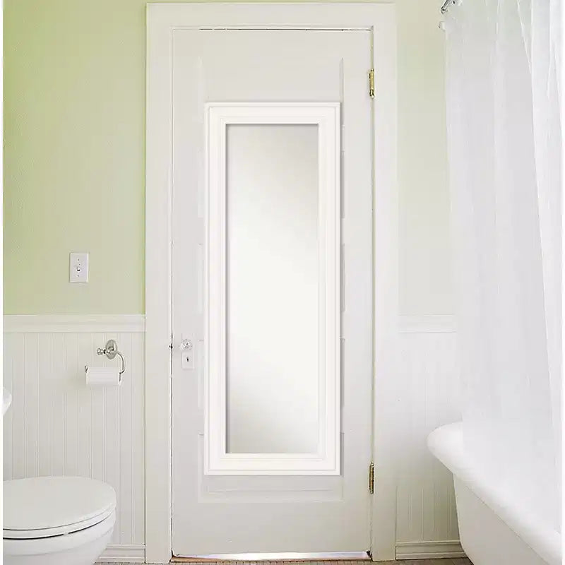 20" x 54" Non-Beveled Ridge White Full Length on The Door Mirror - Amanti Art: Polystyrene Frame, Includes Mounting Hardware