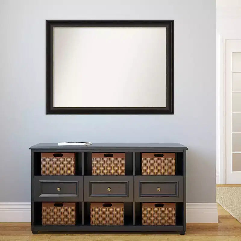 43" x 32" Non-Beveled Trio Oil Rubbed Bronze Bathroom Wall Mirror - Amanti Art: Rectangle, Polystyrene Frame, Wall Mounted