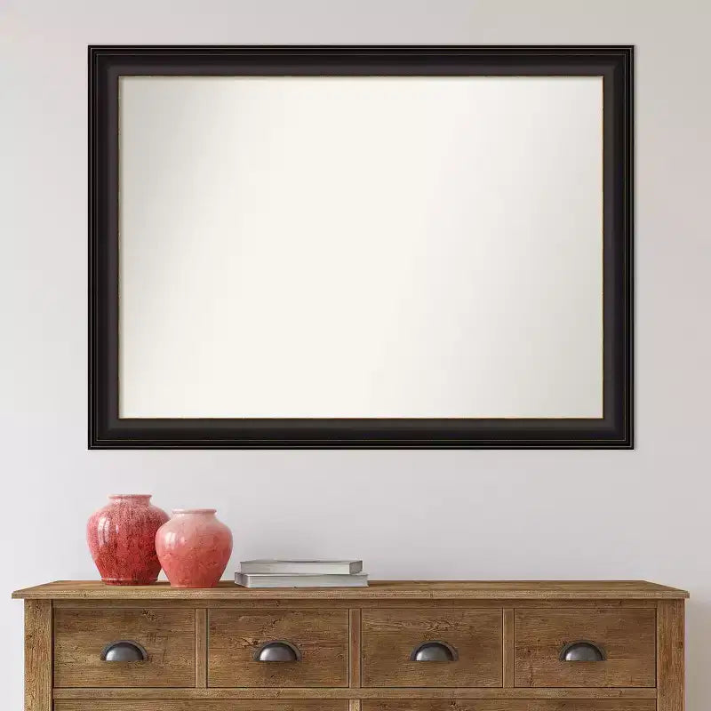 43" x 32" Non-Beveled Trio Oil Rubbed Bronze Bathroom Wall Mirror - Amanti Art: Rectangle, Polystyrene Frame, Wall Mounted