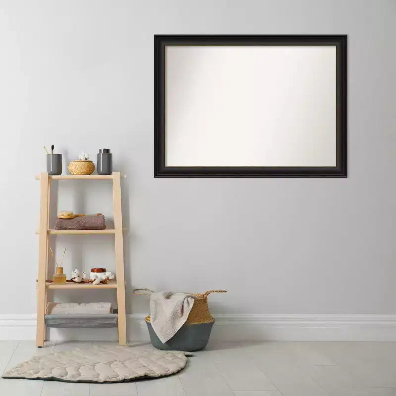 43" x 32" Non-Beveled Trio Oil Rubbed Bronze Bathroom Wall Mirror - Amanti Art: Rectangle, Polystyrene Frame, Wall Mounted