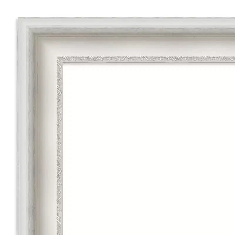 32" x 32" Non-Beveled Parlor White Bathroom Wall Mirror - Amanti Art: Modern Square, Includes Mounting Hardware