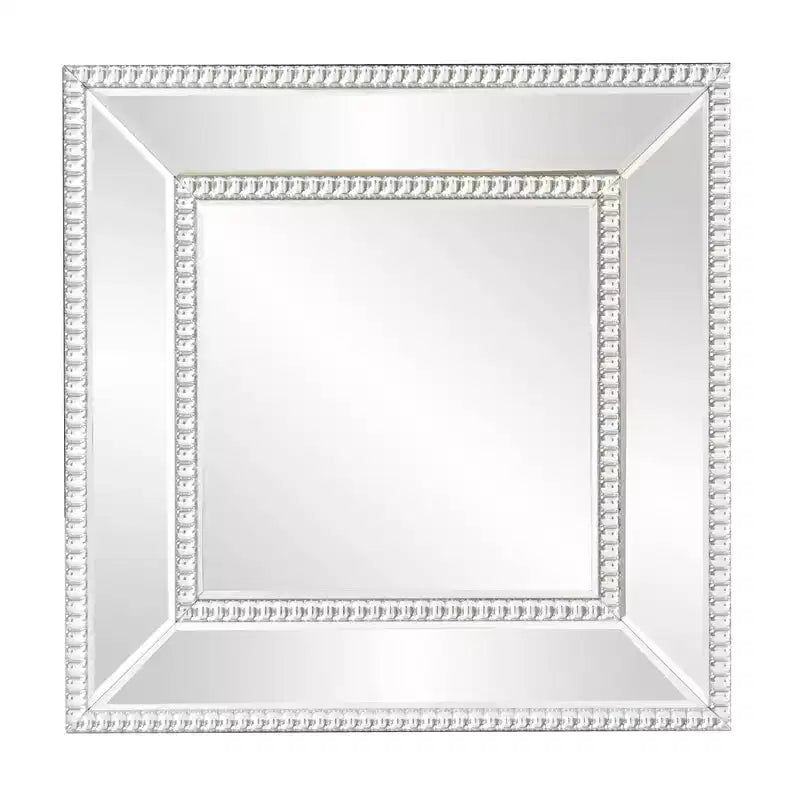 Howard Elliott Bijou Accent Wall Mirror Silver: Modern Square Glass, No Assembly, Wall Mount
