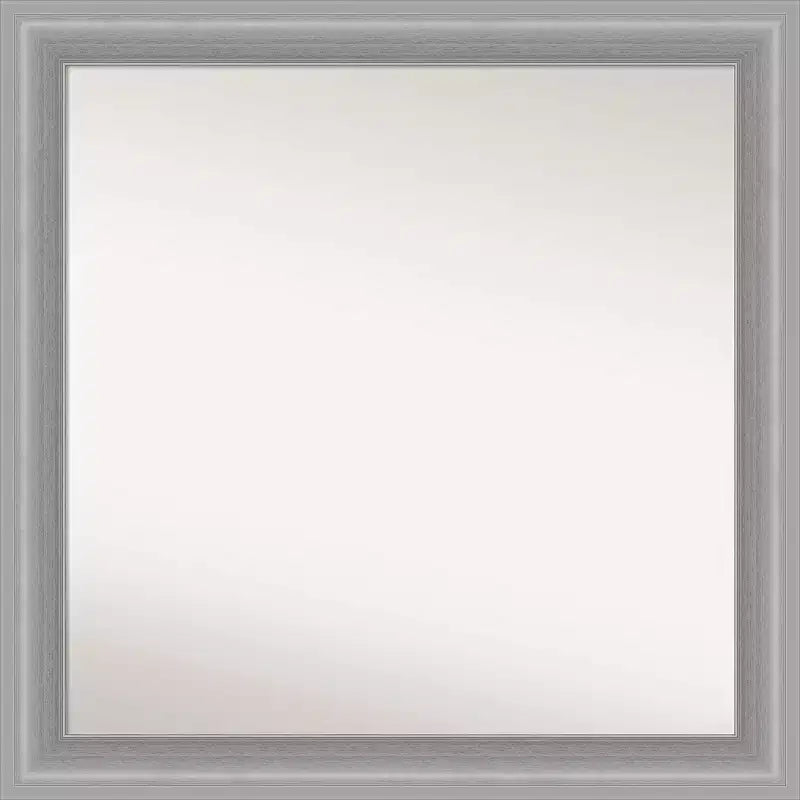 31" x 31" Non-Beveled Peak Polished Nickel Wall Mirror: Amanti Art, Square Framed, Modern Decor