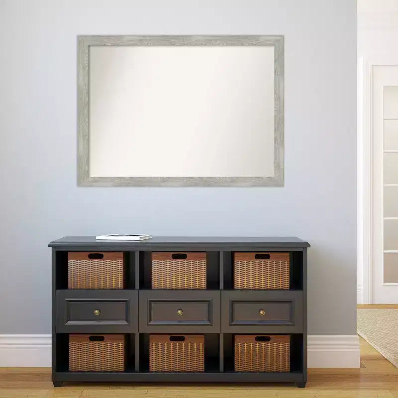 42" x 31" Non-Beveled Dove Narrow Bathroom Wall Mirror Gray Wash - Amanti Art: Wall Mounted, Polystyrene Frame