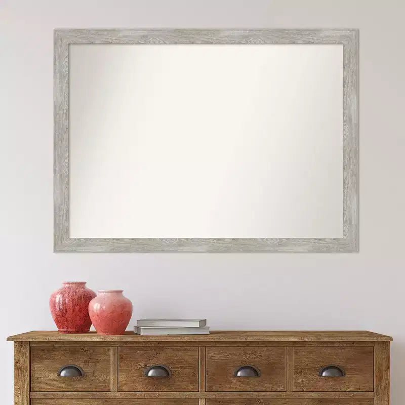 42" x 31" Non-Beveled Dove Narrow Bathroom Wall Mirror Gray Wash - Amanti Art: Wall Mounted, Polystyrene Frame