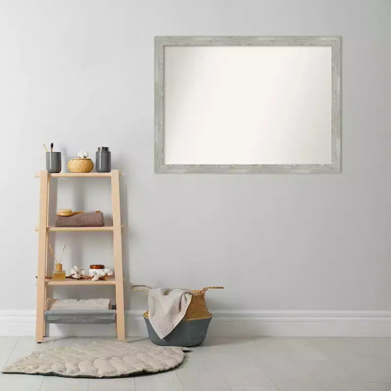 42" x 31" Non-Beveled Dove Narrow Bathroom Wall Mirror Gray Wash - Amanti Art: Wall Mounted, Polystyrene Frame