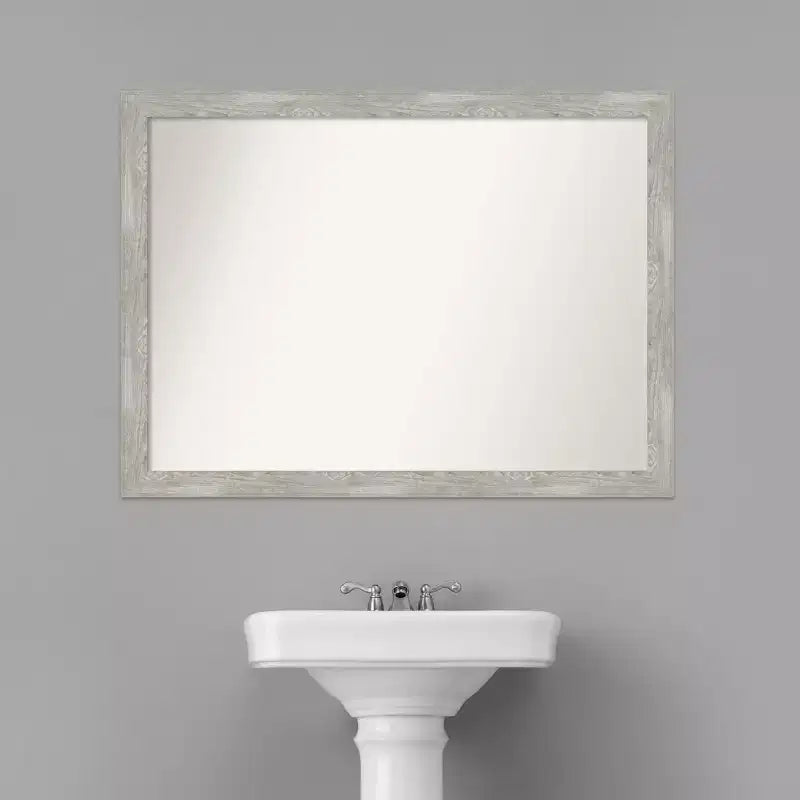 42" x 31" Non-Beveled Dove Narrow Bathroom Wall Mirror Gray Wash - Amanti Art: Wall Mounted, Polystyrene Frame