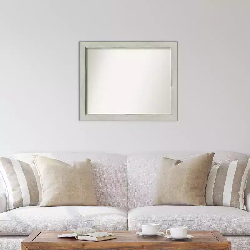 32" x 26" Flair Silver Patina Wall Mirror: Modern Rectangle, Includes Mounting Hardware - Amanti Art