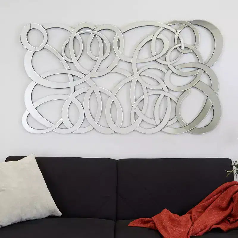 Olivia & May 35"X64" Glass Geometric Room Wall Mirror Silver