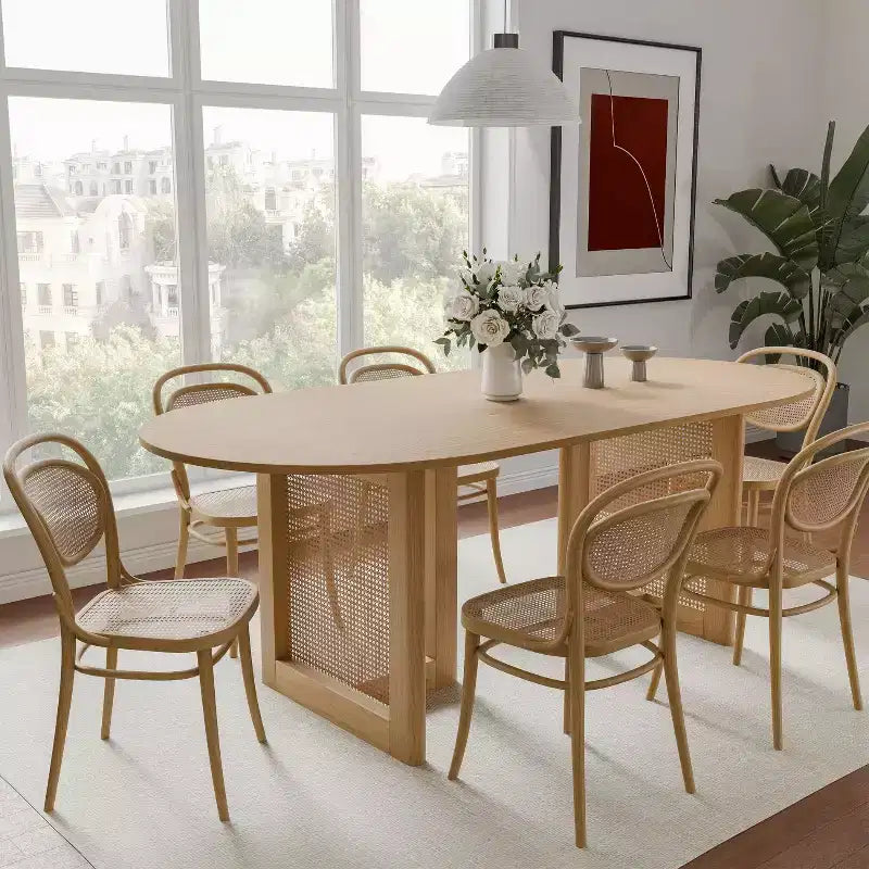 Dovelina 67 Modern Oval Dining Table Farmhouse Kitchen Table for 6 People