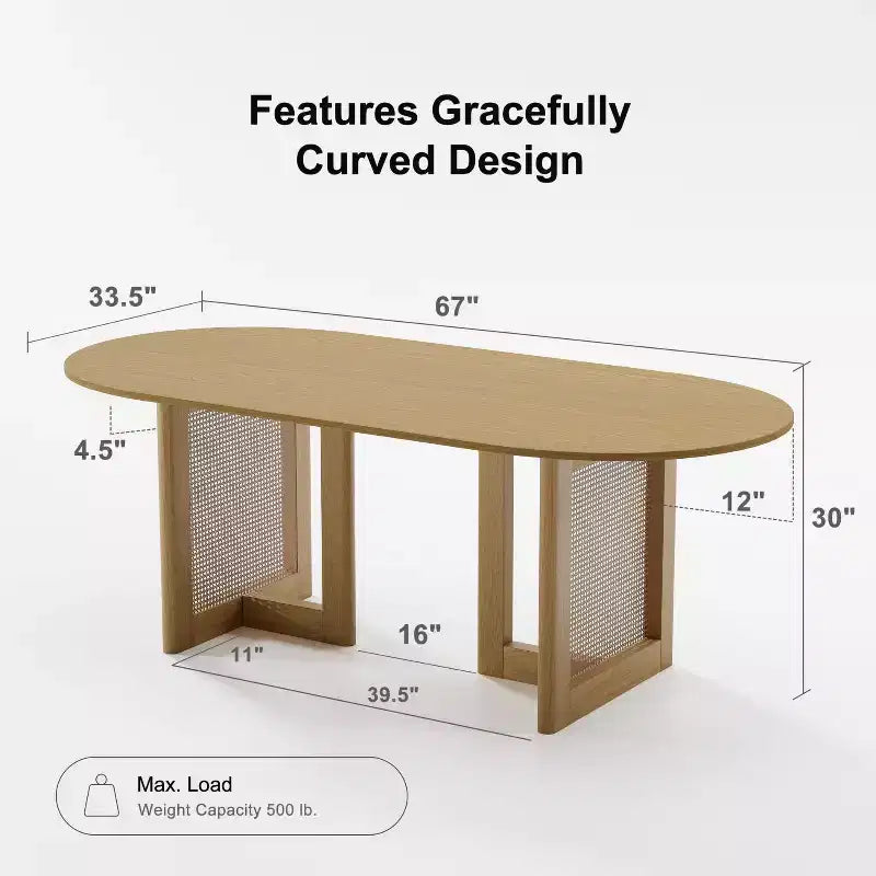 Dovelina 67 Modern Oval Dining Table Farmhouse Kitchen Table for 6 People
