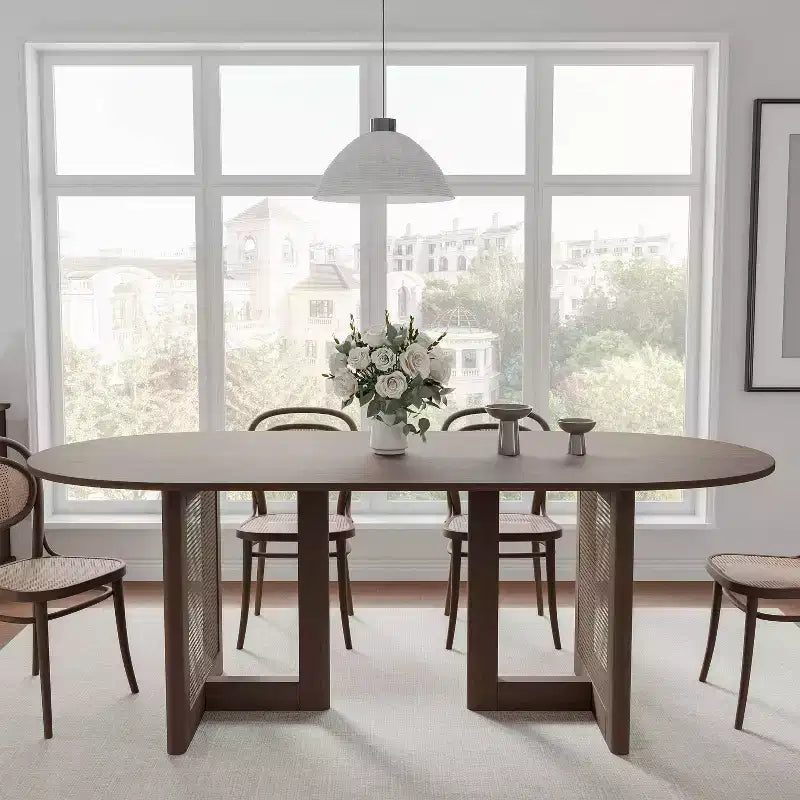 Dovelina 67 Modern Oval Dining Table Farmhouse Kitchen Table for 6 People
