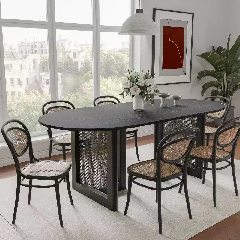 Dovelina 67 Modern Oval Dining Table Farmhouse Kitchen Table for 6 People