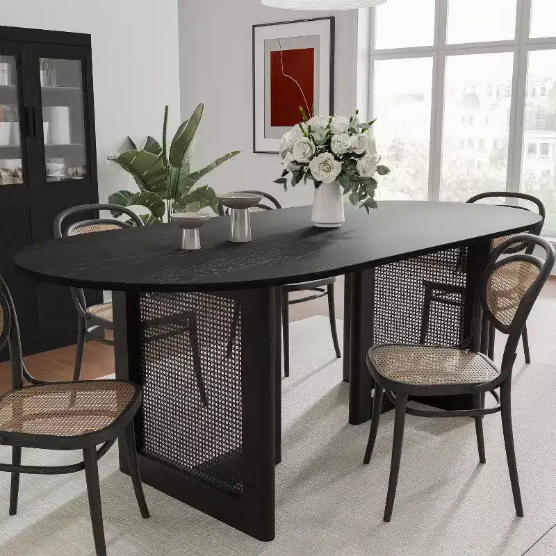 Dovelina 67 Modern Oval Dining Table Farmhouse Kitchen Table for 6 People