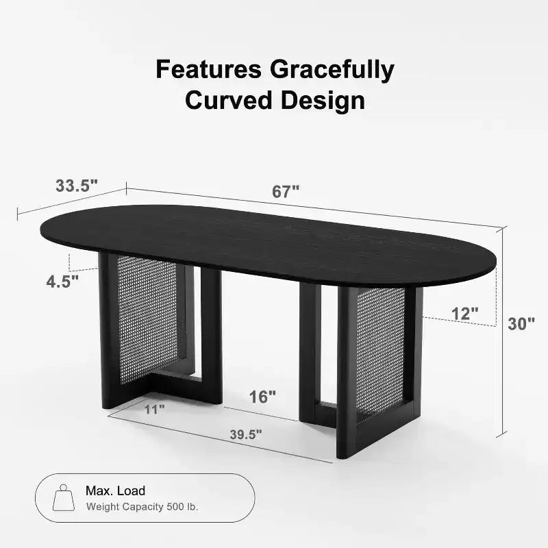 Dovelina 67 Modern Oval Dining Table Farmhouse Kitchen Table for 6 People