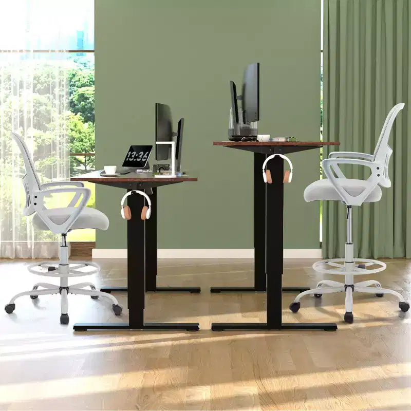 JIONJOY Ergonomic Tall Office Drafting Chair Mesh Task Chair with Fixed Arms