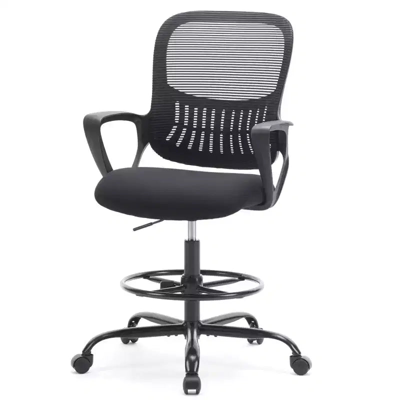 JIONJOY Ergonomic Tall Office Drafting Chair Mesh Task Chair with Fixed Arms