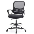 JIONJOY Ergonomic Tall Office Drafting Chair Mesh Task Chair with Fixed Arms