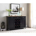 Kings Brand Furniture Wine Rack Sideboard Buffet Server Console Table With Storage, Black