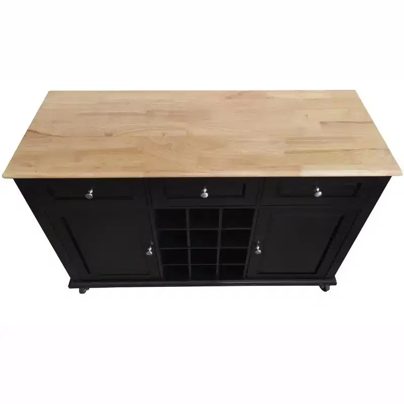 Kings Brand Furniture Wine Rack Sideboard Buffet Server Console Table With Storage, Black
