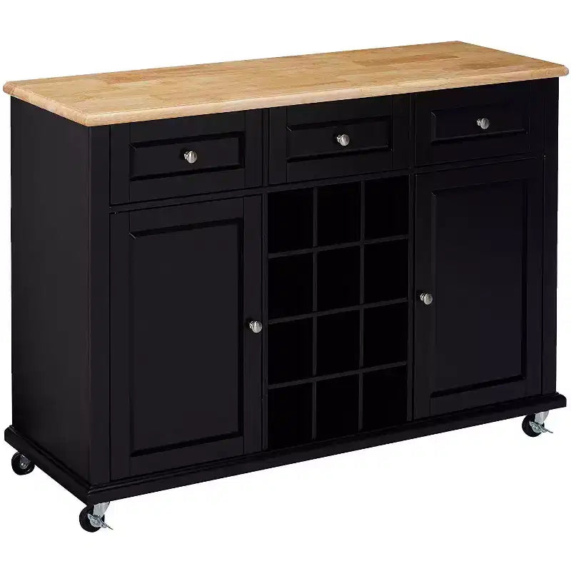 Kings Brand Furniture Wine Rack Sideboard Buffet Server Console Table With Storage, Black