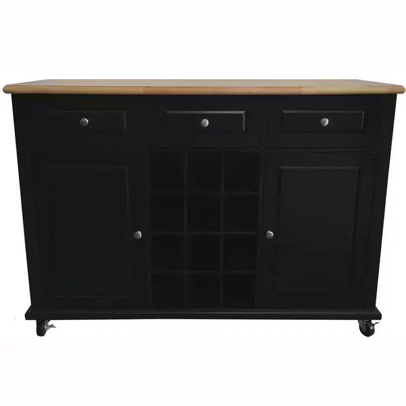 Kings Brand Furniture Wine Rack Sideboard Buffet Server Console Table With Storage, Black