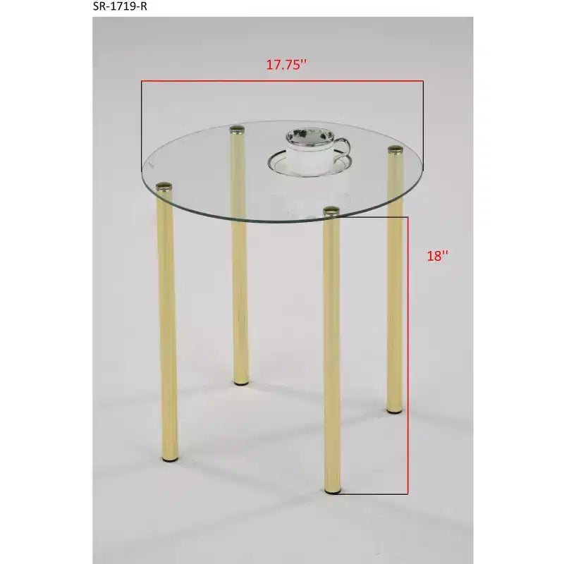 Table d'appoint ronde en métal doré et verre