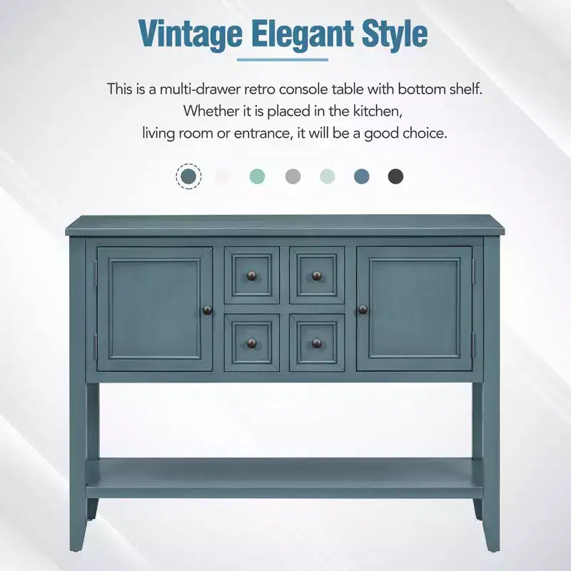 Console Vintage avec Quatre Petits Tiroirs et Étagère Inférieure pour Salons, Entrées et Cuisines