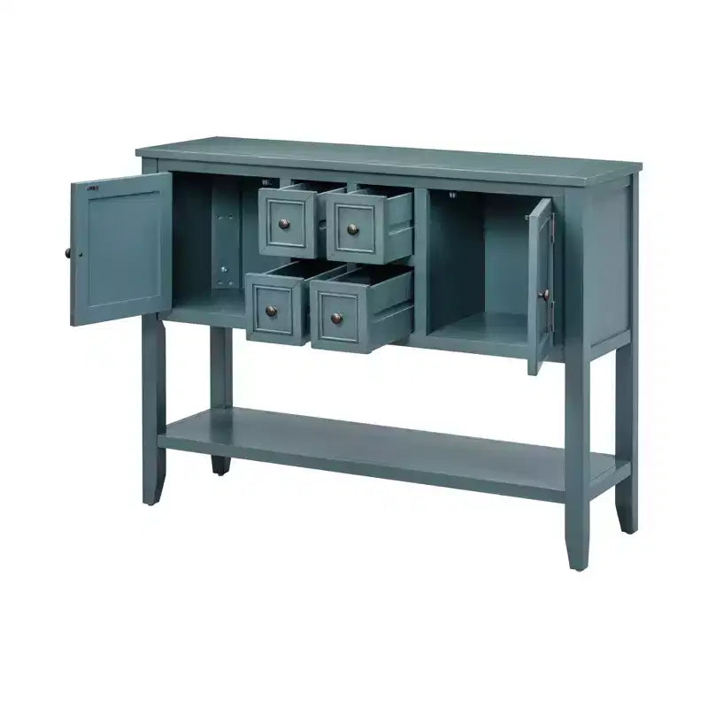 Console Vintage avec Quatre Petits Tiroirs et Étagère Inférieure pour Salons, Entrées et Cuisines