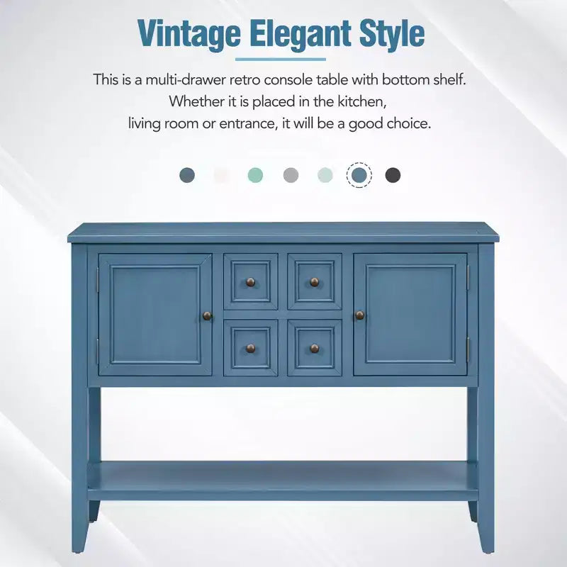 Console Vintage avec Quatre Petits Tiroirs et Étagère Inférieure pour Salons, Entrées et Cuisines